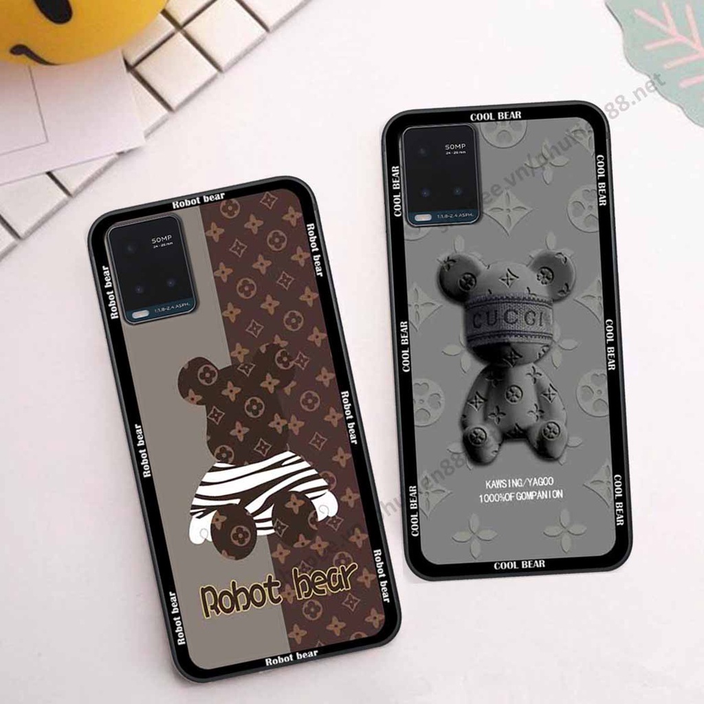 Ốp Vivo Y21s / Y33s bear, k@ws thương hiệu phong cách ốp lưng thời trang cao cấp
