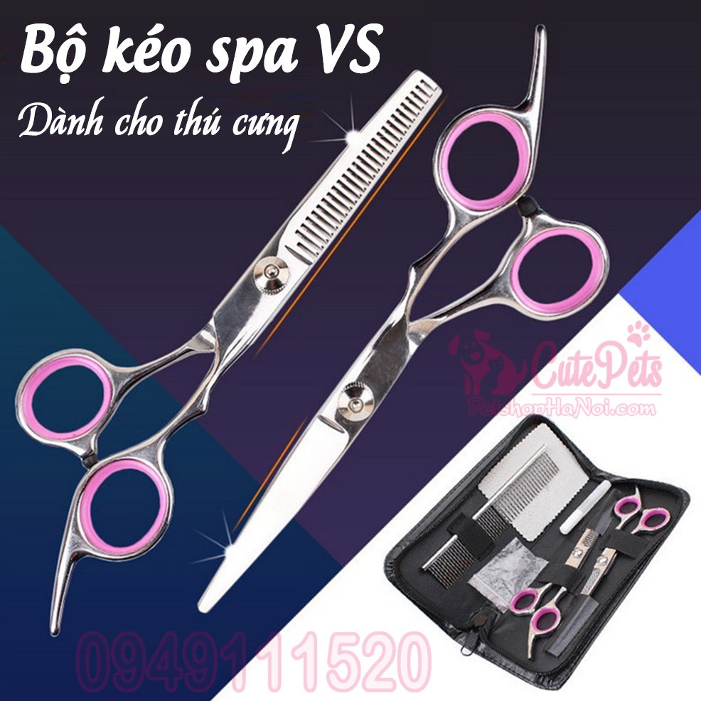 Bộ kéo spa 2 kéo 1 lược cắt tỉa lông thú cưng chuyên dụng cho chó mèo - CutePets