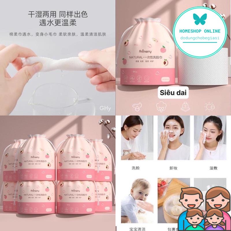 Khăn lau mặt khô tẩy trang đa năng YAGOONA cotton cao cấp YGN01 túi hồng Giá Sỉ Home Shop Online