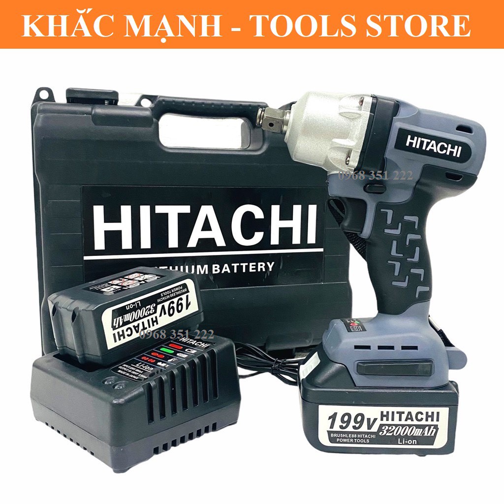 [ HÀNG CAO CẤP ] MÁY SIẾT BULONG HITACHI 199V, ĐỘNG CƠ KHÔNG CHỔI THAN, BẮN ỐC M24