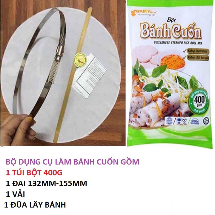 bộ dụng cụ làm bánh cuốn + túi bột 40gam