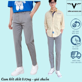 Quần tây nam form dáng trẻ trung vải lạnh cotton màu xám Hàn Quốc