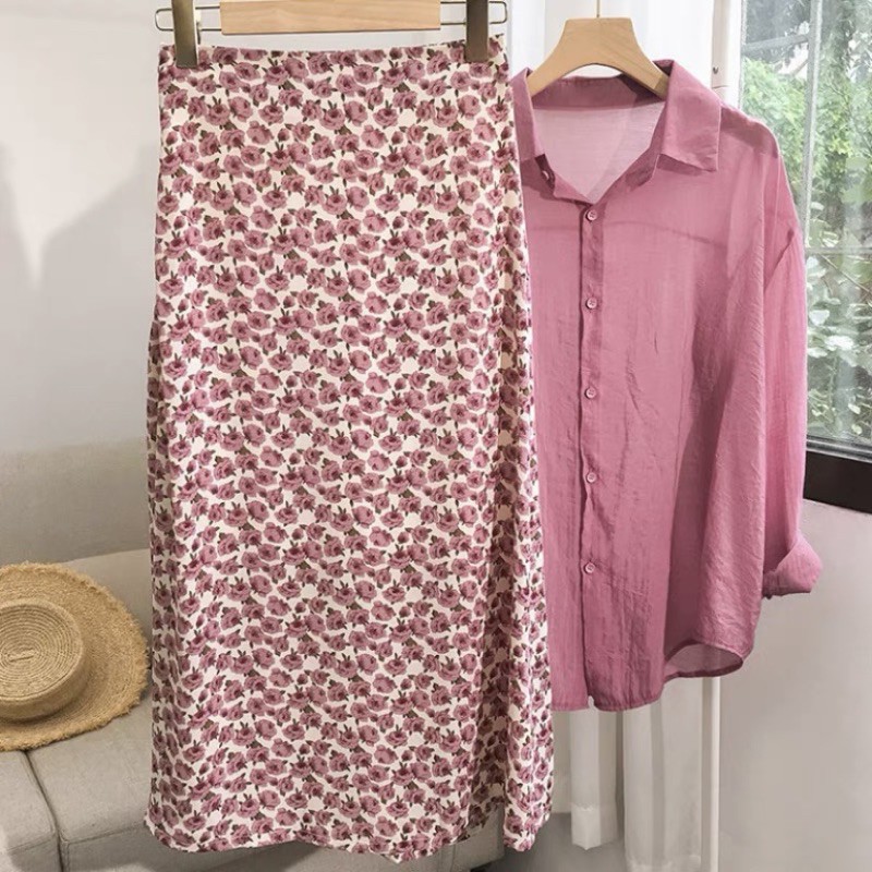 Chân váy vintage dang midi hoạ tiết hoa hồng 🌹 CV6655 Hàng quảng Châu | BigBuy360 - bigbuy360.vn
