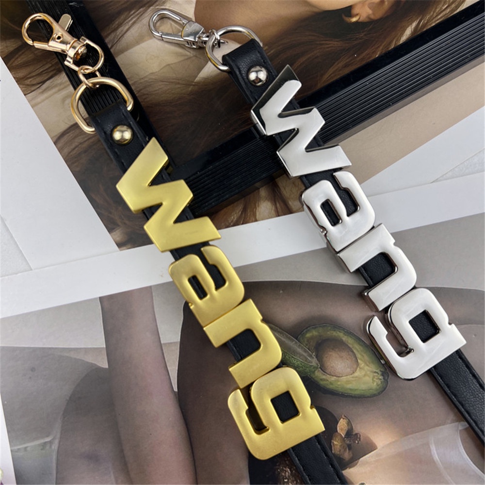 Thắt Lưng Dây Xích Bằng Kim Loại Pu In Chữ Happy Wang Phong Cách Hàn Quốc Cho Nữ