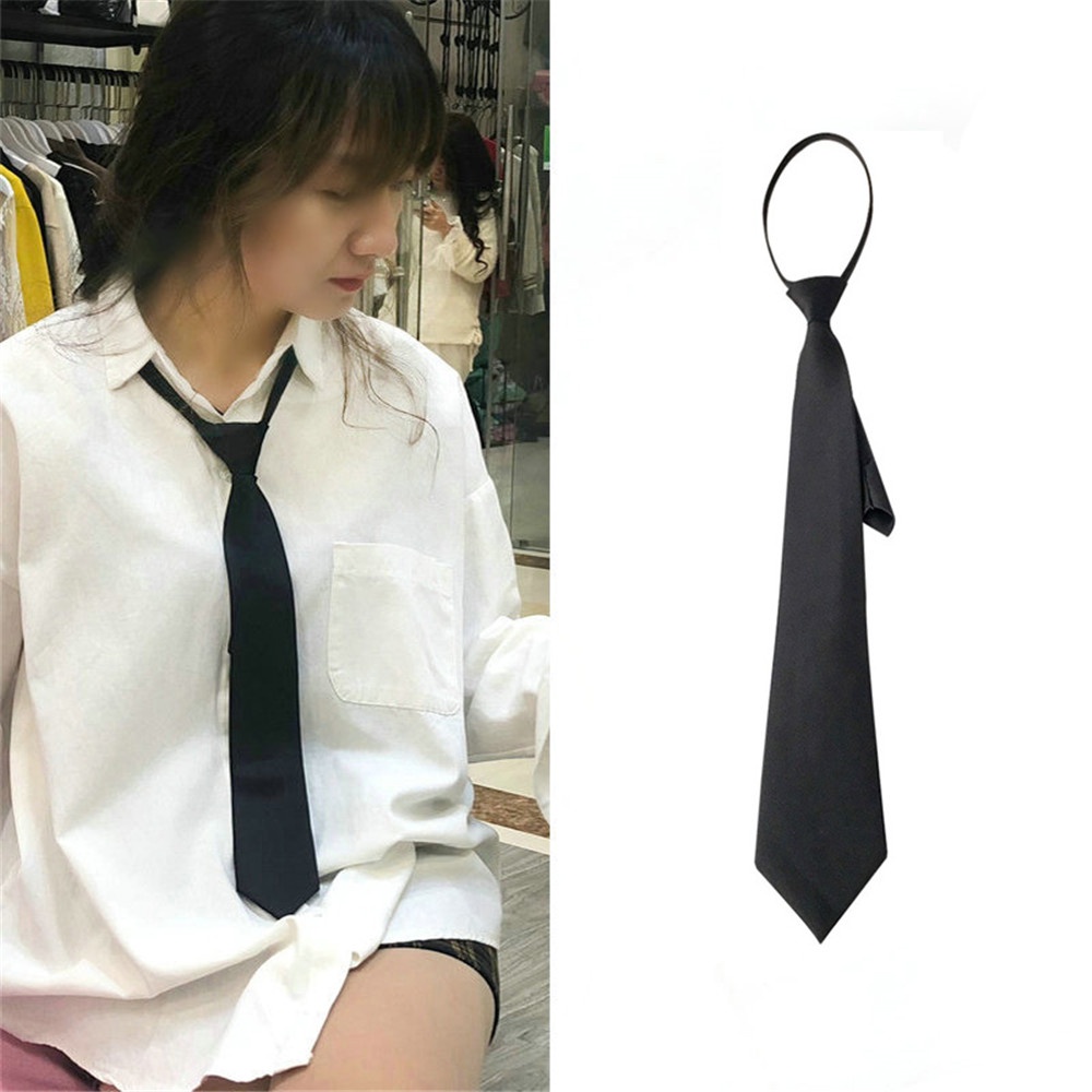Cà Vạt/Cà Vạt Màu Đen Trơn Có Thể Điều Chỉnh Cho Nam Và Nữ