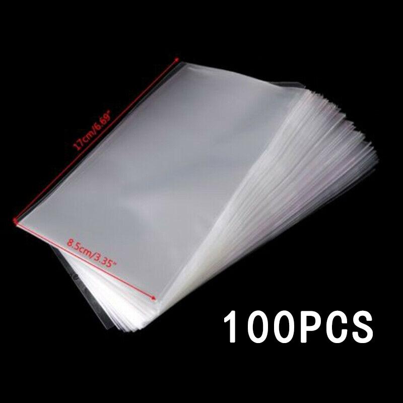 #VOGUEZ#100Pcs Clear Case Paper Money Currency Plastic Storage Pocket Sleeves With Plastic Box