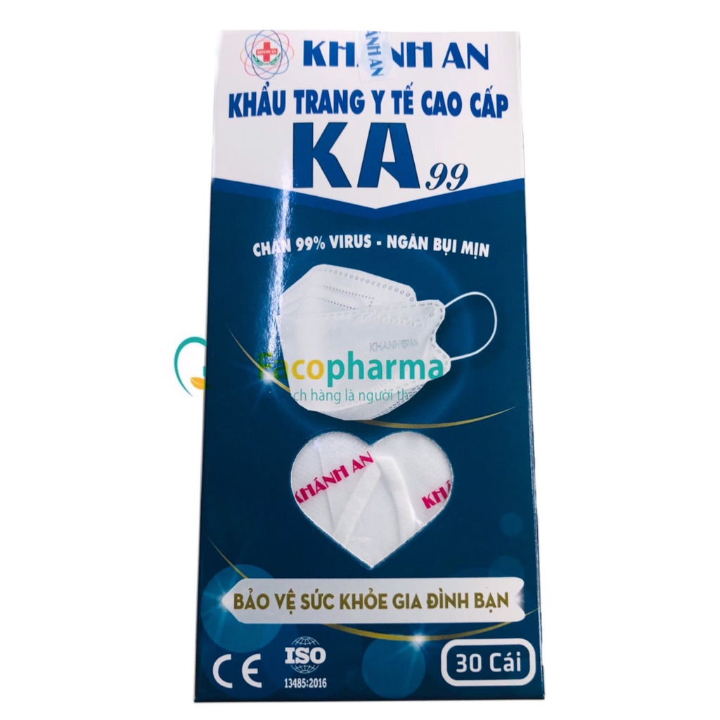 Khẩu trang y tế KF94 Hàn Quốc 4D mask 4 lớp kháng khuẩn Khánh An KA99 hộp 30 cái ngăn vi khuẩn chống bụi hiệu quả KAK99O