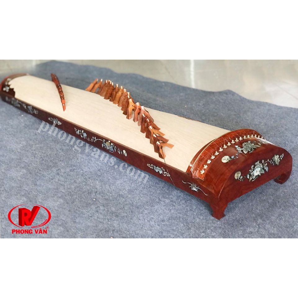Đàn tranh 19 dây gỗ hương đỏ có khảm trai - tặng bao và móng gãy