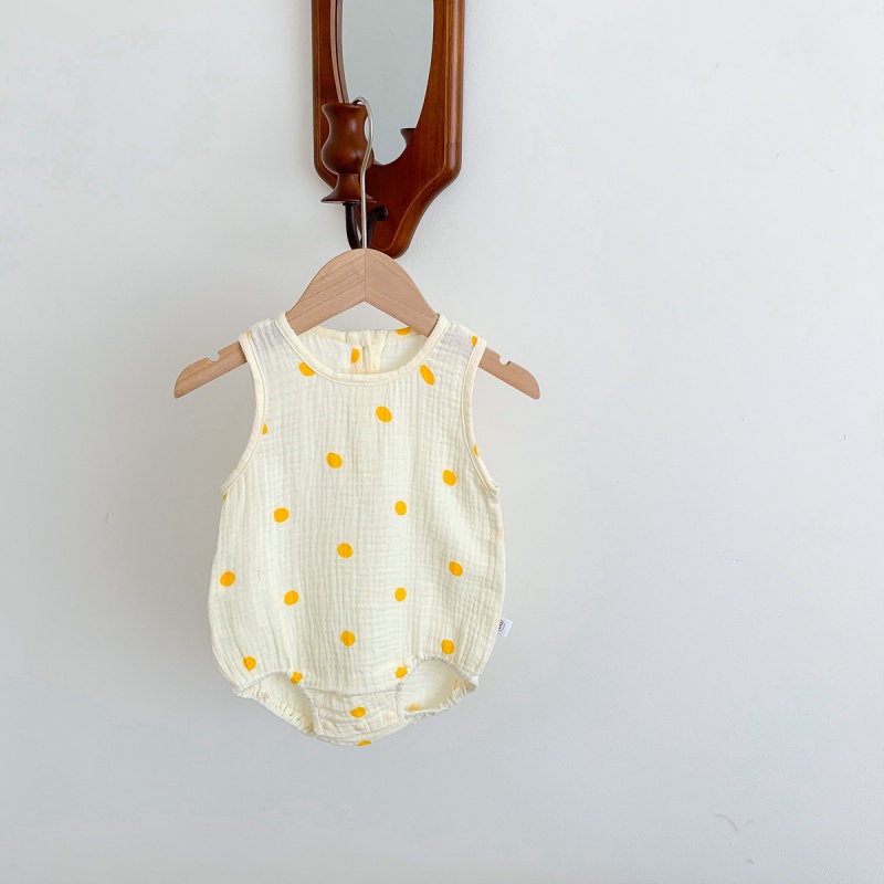 Bộ Áo Liền Quần Sát Nách Vải Mỏng In Họa Tiết Kiểu Hàn Quốc Thời Trang Mùa Hè Cho Bé Sơ