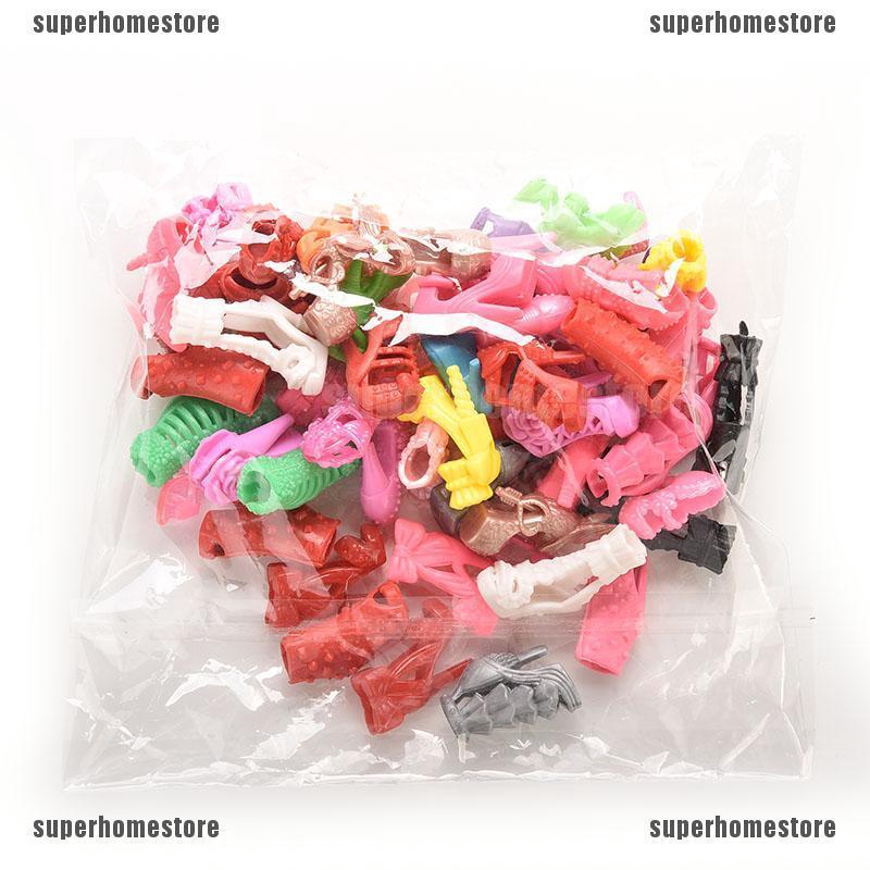 Set 15 / 30 / 60 Đôi Giày Cao Gót Nhiều Kiểu Dáng Xinh Xắn Cho Búp Bê Barbie