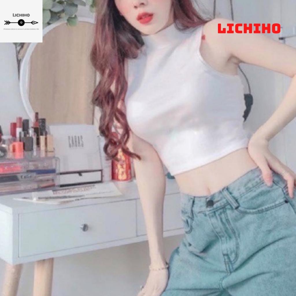 Áo croptop ba lỗ cổ lọ CT07 LICHIHO áo thun nữ chất vải tốt chất lượng | BigBuy360 - bigbuy360.vn