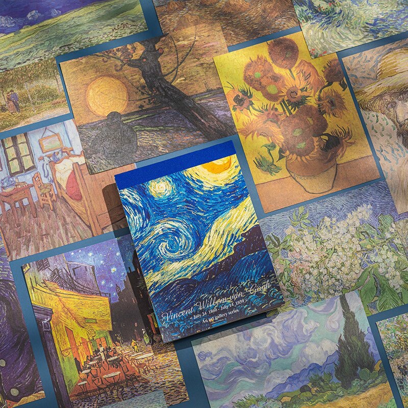 Set 10 Tấm Giấy Ghi Chú Hình Tranh Vẽ Van Gogh Phong Cách Cổ Điển Trang Trí Sổ Tay / Nhật Ký