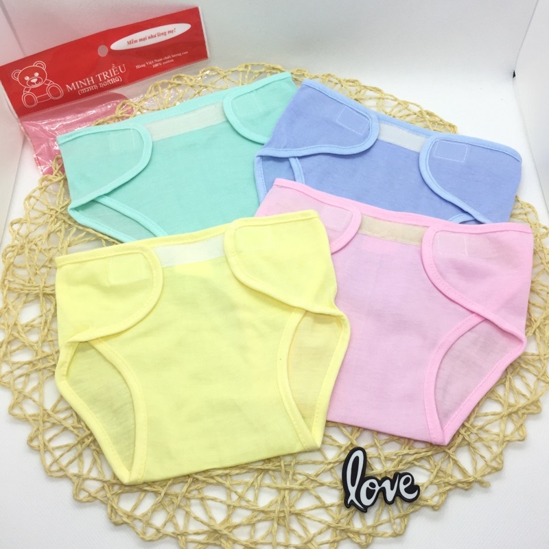 TÃ DÁN SƠ SINH MINH TRIỀU- MINH HOÀNG mềm mại, 3 size dễ mặc, 4 màu sơ sinh phổ biến