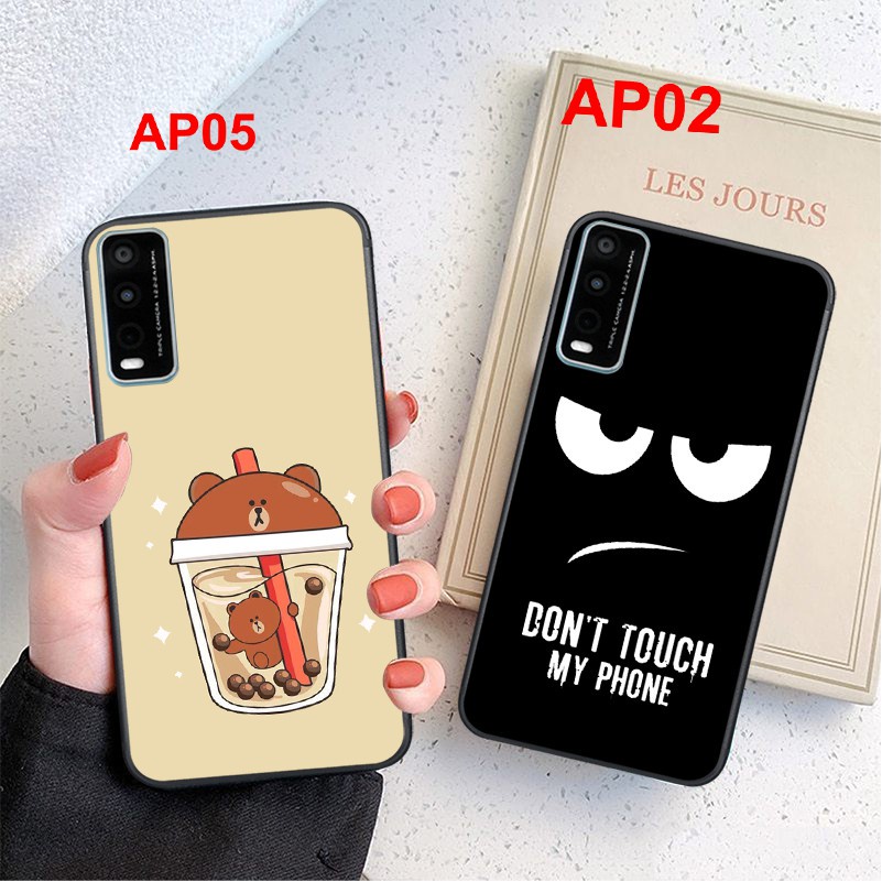 Ốp điện thoại vivo Y20 mặt lưng ép kính hình dễ thương