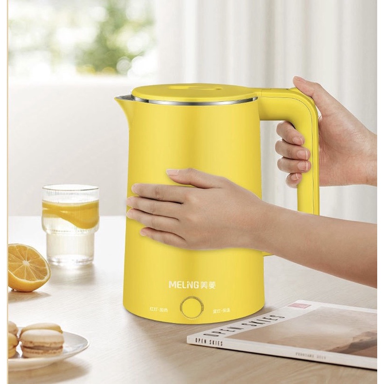 Ấm siêu tốc cách nhiệt 2 lớp inox 304 MELING 2 lít loại cao cấp, đun nhanh, kháng khuẩn tốt t03
