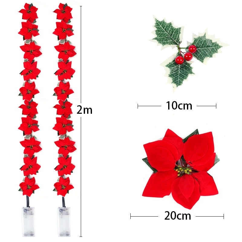 Dây Đèn Led 2m 10 Bóng Hình Hoa Poinsettia Độc Đáo Trang Trí Giáng Sinh