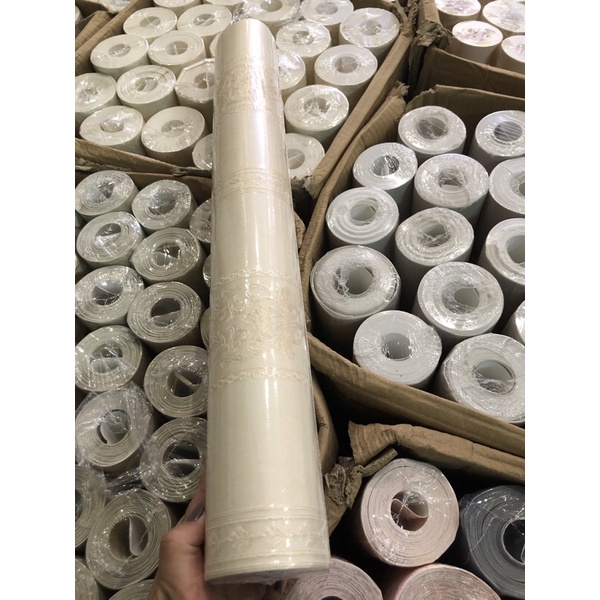 Thô lụa dán tường khổ 53cm*10 mét dán ngoài vân nổi có kim tuyến | BigBuy360 - bigbuy360.vn