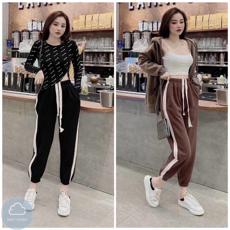quần jogger bom tăm tổ ong màu đen nâu
