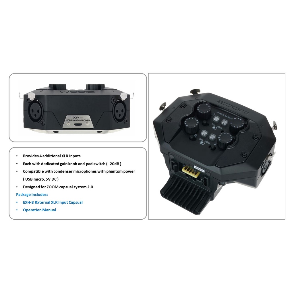 Bộ mở rộng kết nối thêm 4 microphone cho máy ghi âm H8 ZOOM EXH-8