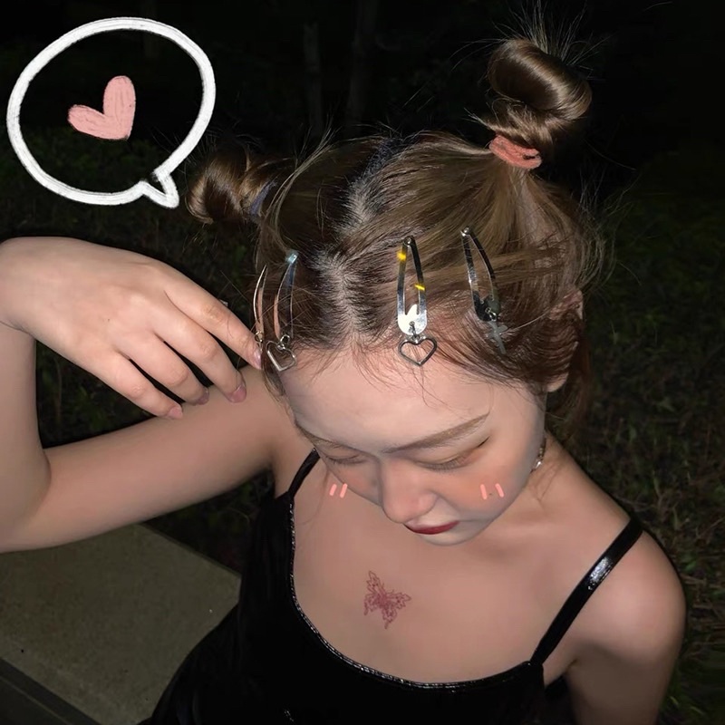 Kẹp tóc mái hình thánh giá và trái tim phong cách unisex