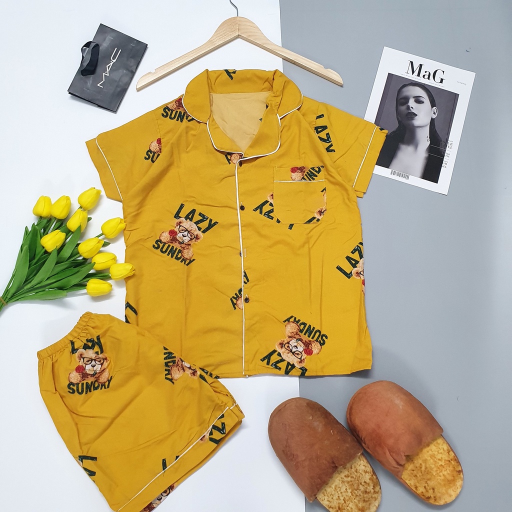 Đồ bộ nữ CARY,bộ pijama kate lụa tay cộc quần dài chất mát cho mùa hè | BigBuy360 - bigbuy360.vn