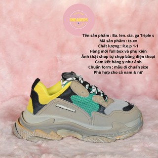 GIẦY THỂ THAO SNEAKER NAM NỮ BA LEN TRIPLE S MÀU XANH VÀNG R11