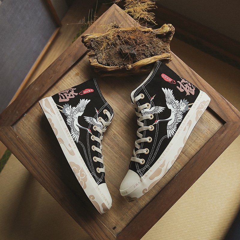 Giày Thể Thao Canvas Cổ Cao Phong Cách Trung Hoa Cho Nam
