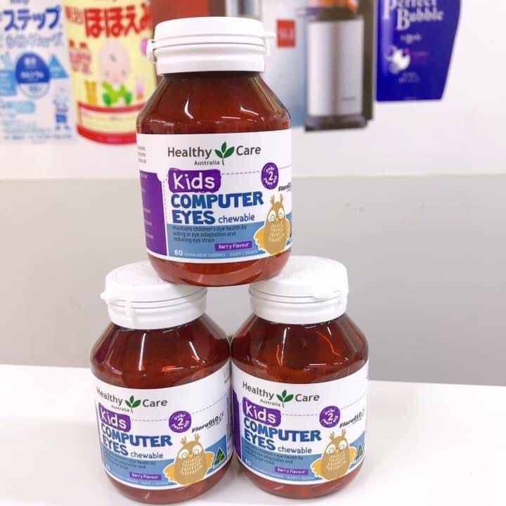 Bổ mắt Healthy Care Kids Computer Eyes cho Bé 60 viên, HÀNG CHUẨN ÚC, Viên Nhai Hỗ Trợ Mắt Cho Bé Healthy Care Kids