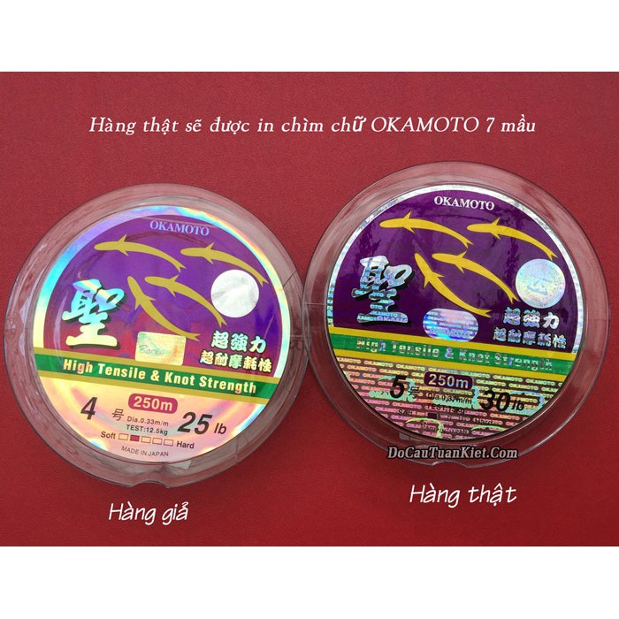 Dây cước Okamoto 4 con cá 250m chính hãng Nhật Bản, bảo hành hàng Fake