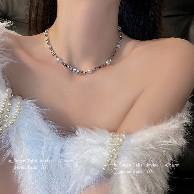 Vòng Cổ choker Đính Ngọc Trai zircon Sang Trọng Thời Trang