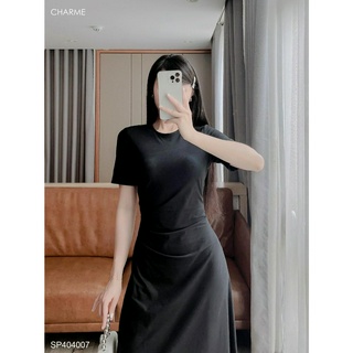 Váy thun dáng dài basic nhúm eo Charme 404007