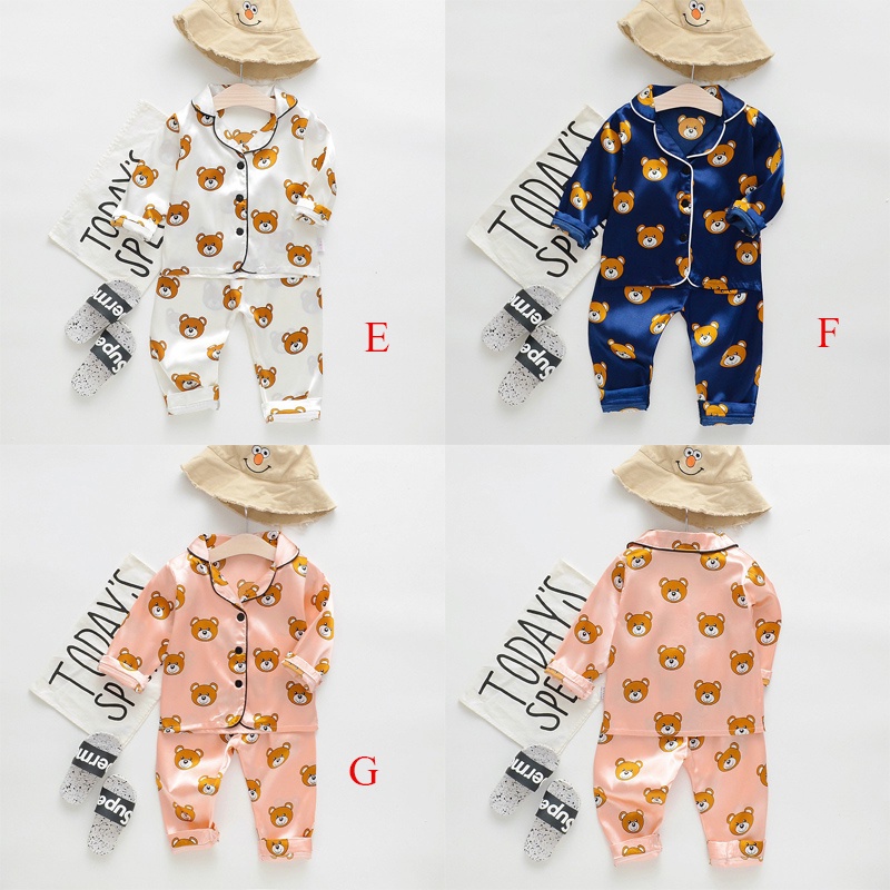 Bộ Đồ Ngủ 2 Món Bằng Lụa Tay Dài Thoáng Khí In Họa Tiết Hoạt Hình Dành Cho Bé Trai Và Bé Gái