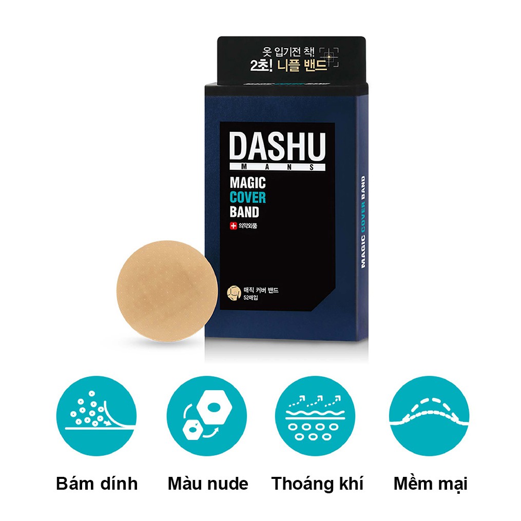 Miếng dán che đầu ngực DASHU Mens Magic Cover Band hộp 52 bộ (2 miếng) dành cho Nam MD01