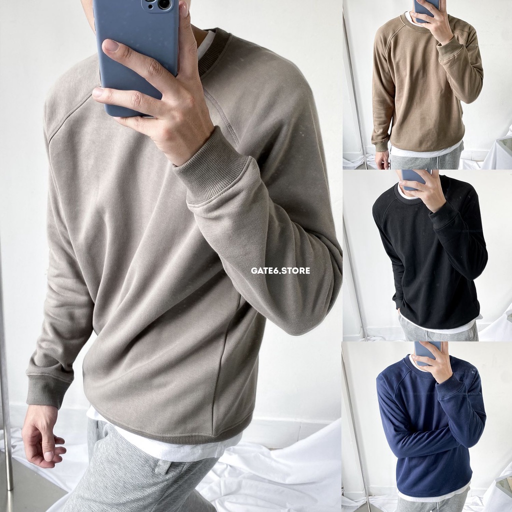 Áo Nỉ Nam GATE6 Urban, thun cổ tròn Unisex vải chân cua vai raglan cơ bản kiểu Hàn Quốc - G0025