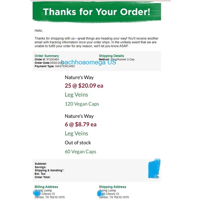 Viên giảm giãn tĩnh mạch Nature's Way Leg Vein 60 viên và 120 viên leg 120v của Mỹ