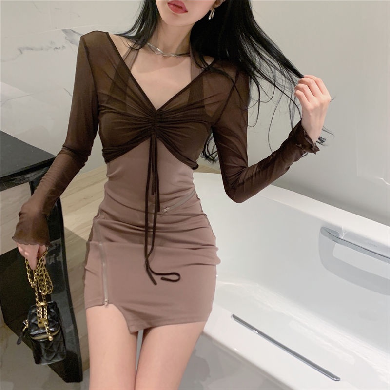 Set đồ COZOK gồm đầm dây và áo kiểu lệch tà trẻ trung cá tính dành cho nữ