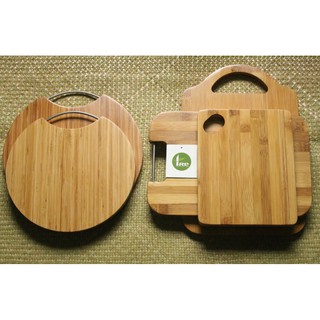 Combo rổ rá tre, thớt tre, muôi dẹt tre