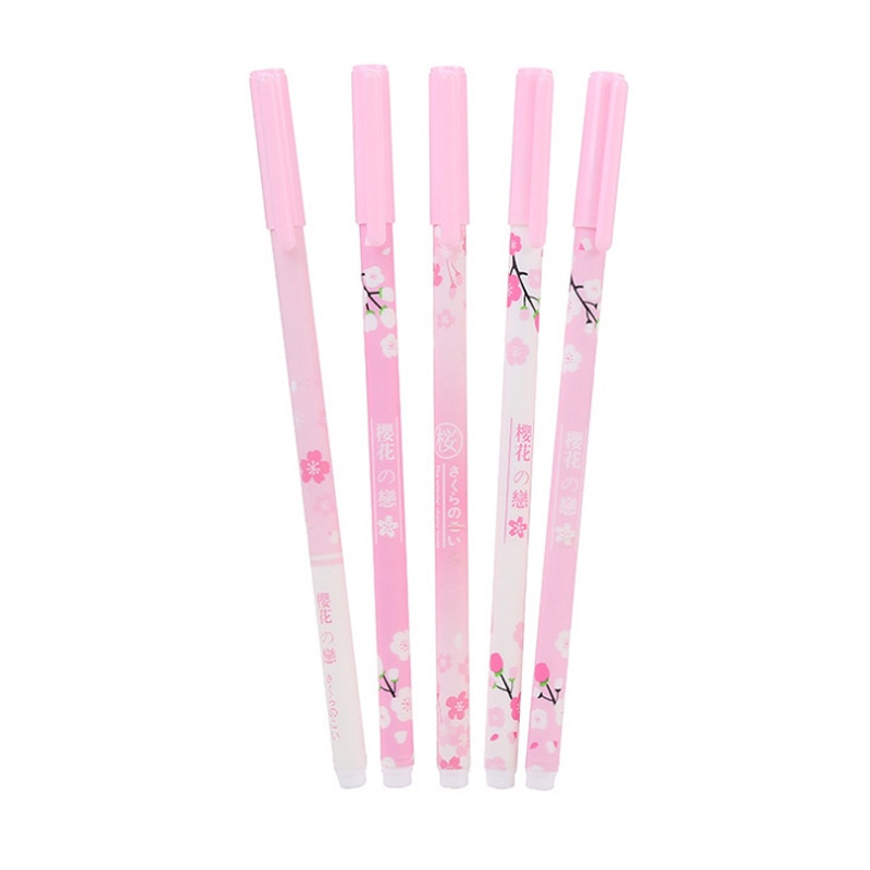 1 Cây Bút Bi Nước Mực Đen Ngòi 0.5mm Hình Hoa Anh Đào Sáng Tạo