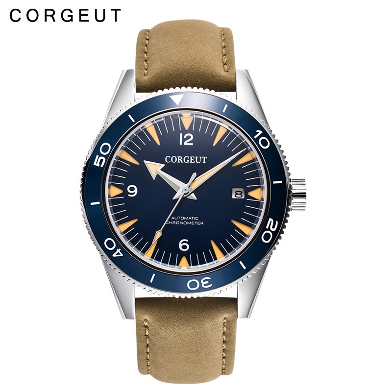Đồng hồ nam Corgeut chính hãng dây da bản 41mm- Máy cơ automatic Nhật bản mặt tròn cao cấp