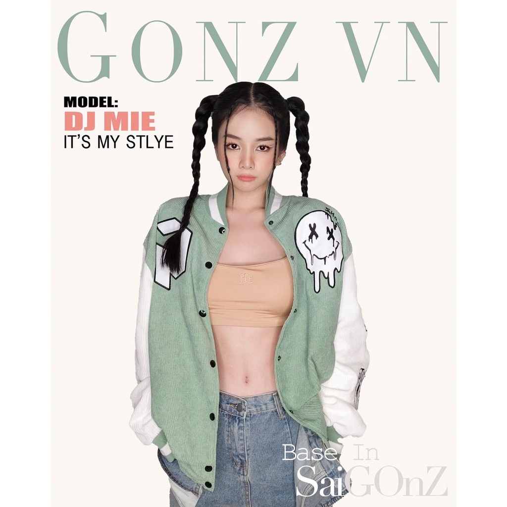 [Mã 152FASHIONSALE giảm 12% đơn 99K] Áo Khóac Form Rộng Nhung Tăm Jacket Varsity FF Mint V11