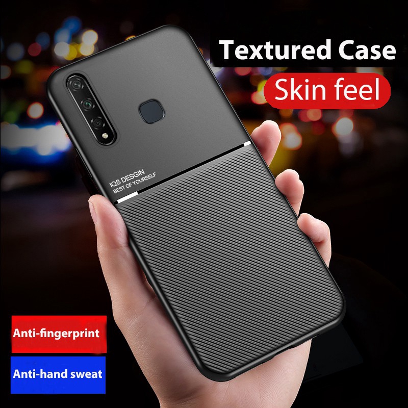 Ốp lưng điện thoại dạng chống sốc che Vivo V15 Pro V9 Y12 Y15 Y17 S1 Skin Texture Phone Case vỏ BẢO VỆ Bumper Casing Silicone Protection Cases Back Cover Black Full Protective Shell