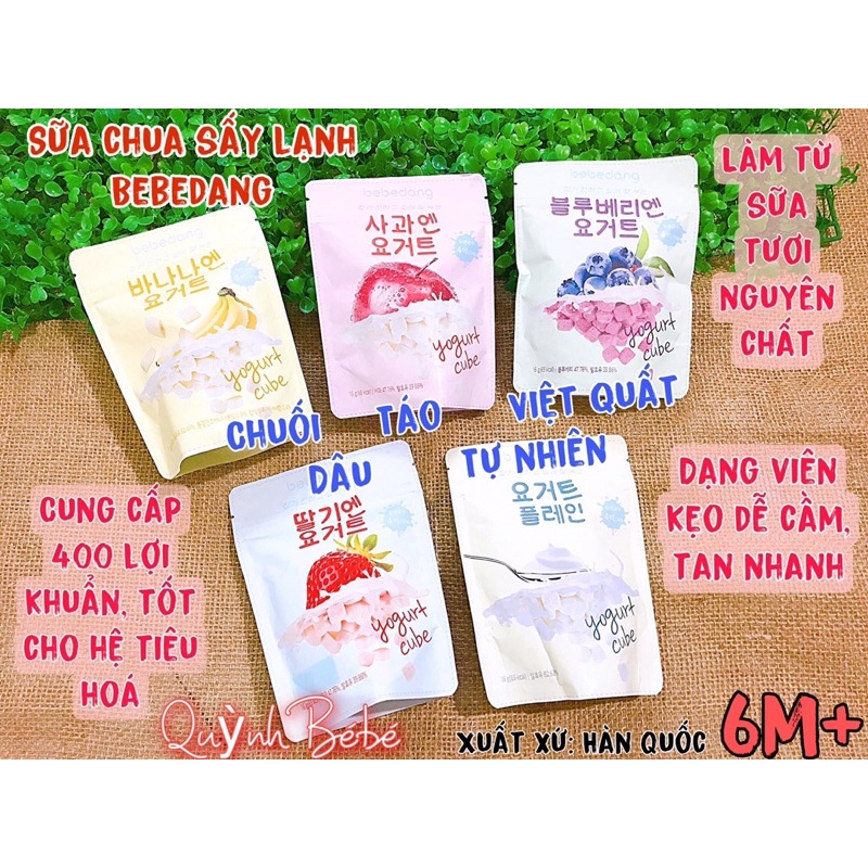 Sữa chua khô hoa quả sấy lạnh BEBEDANG nhập khẩu Hàn Quốc cho bé từ 6 tháng tuổi trở lên