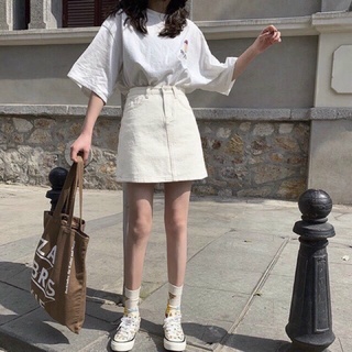 Chân váy Kaki form chữ A basic đen nude trắng (ảnh thật)