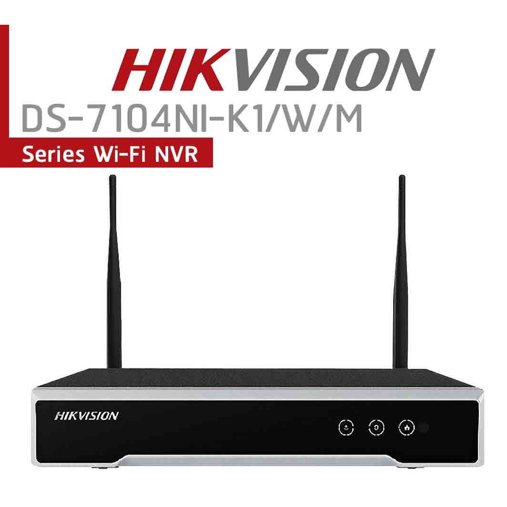 Đầu ghi IP wifi 4 kênh, 2 ăng ten, vỏ sắt, tối đã 4MP Hikvision DS-7104NI