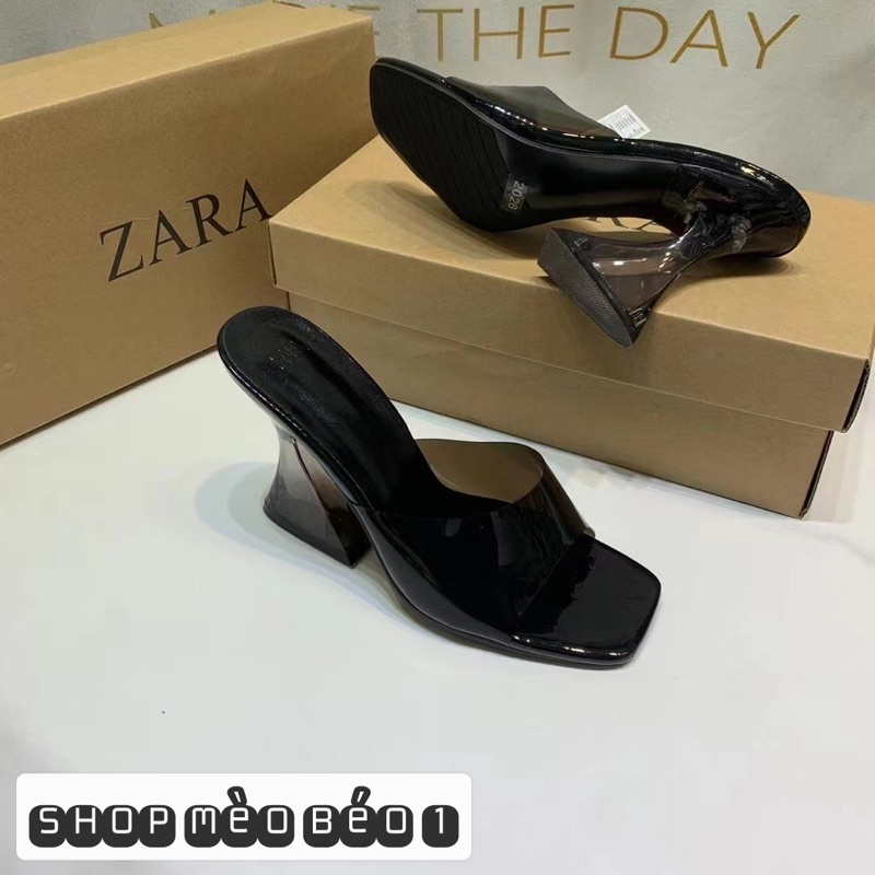 Guốc zara mica quai ngang gót loe xuất dư fullbox