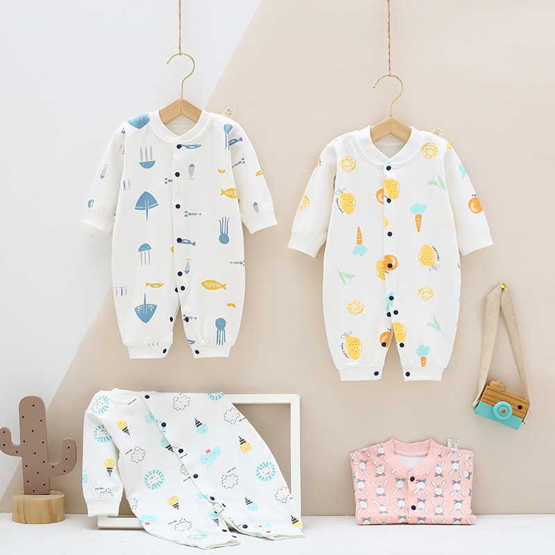 Body dài tay liền thân bodysuit dài tay cotton cho bé trai bé gái sơ sinh từ 3-12kg hàng đẹp xuất Hàn SLT04