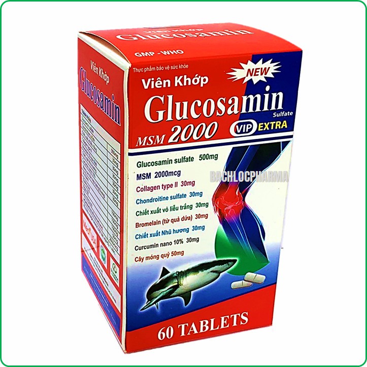 Viên Khớp Glucosamin MSM 2000 Giảm Thoái Hóa Khớp, Giảm Đau Viêm Khớp Tăng Cường Dịch Khớp, Giúp Khớp Cử Động Linh Hoạt