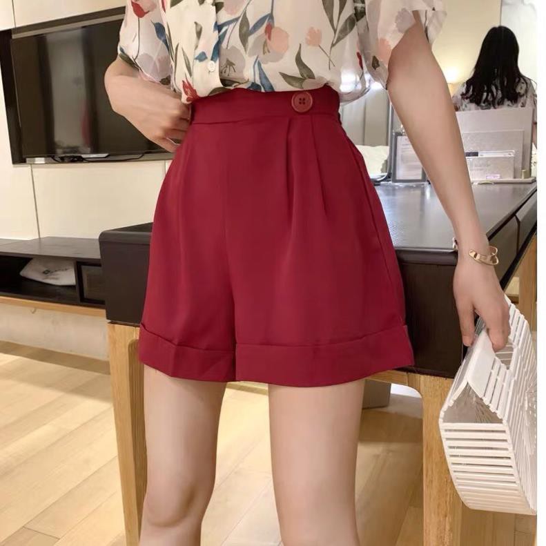 freeship Bộ Quần Short Kèm Áo Sơ Mi Hoa Lá ,Quần Đùi Đỏ Kèm Áo Sơmi Dáng Rộng F006 | BigBuy360 - bigbuy360.vn