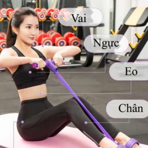 Dây Tập Thể Dục, Dây Kéo Lưng, Tập Bụng, Tập Gym 4 Ống Cao Su Đàn Hồi Đa Năng Tập Tại Nhà - S'Home