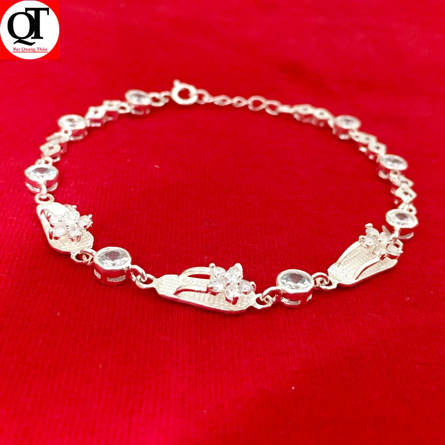 Lắc tay nữ bạc hình chiếc Tông gắn đá dễ thương chất liệu bạc ta đính đá cao cấp trang sức Bạc Quang Thản - QTLTNU13